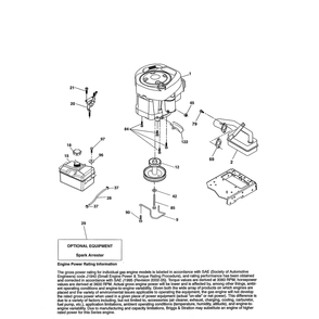 Engine Diagram and Parts List for PXT195G42 96046002200 Poulan Lawn Tractor
