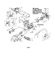 Chassis/Bar/Handle Diagram and Parts List for 260 TYPE 4-5 Poulan Chainsaw