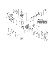 Cylinder/Crankcase/Fuel Tank Diagram and Parts List for P1500 TYPE 2 Poulan Trimmer