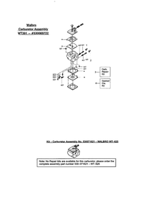 Carburetor Diagram and Parts List for 221 TYPE 1-3 Poulan Chainsaw