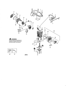 Cylinder/Shield/Crankshaft Diagram and Parts List for P4018WT TYPE 3 Poulan Chainsaw