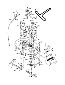 Mower Deck Diagram and Parts List for PXT16542 96016001900 Poulan Lawn Tractor