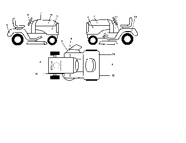 Decals Diagram and Parts List for 96012003000  Poulan Lawn Tractor