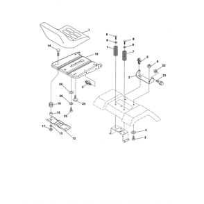 Seat Diagram and Parts List for PXT175G42 96016002400 Poulan Lawn Tractor
