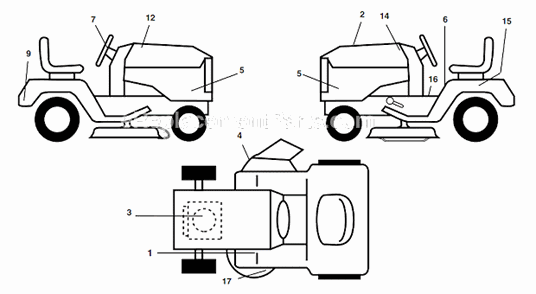 Decals Diagram and Parts List for 96012003800  Poulan Lawn Tractor