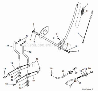 Mower_Lift Diagram and Parts List for 96012003800  Poulan Lawn Tractor
