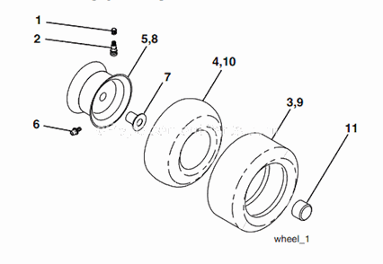 Wheels_And_Tires Diagram and Parts List for 96012003800  Poulan Lawn Tractor