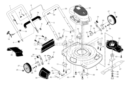Part Location Diagram of 403196 Husqvarna Upper Handle Assembly