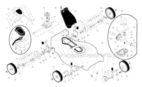 Drive_Control_Gear_Case_Wheels Diagram and Parts List for 961420032  Poulan Lawn Mower