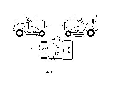 Decals Diagram and Parts List for 96012008900  Poulan Lawn Tractor