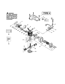 Cylinder/Crankcase/Crankshaft Diagram and Parts List for 220 TYPE 4 Poulan Chainsaw