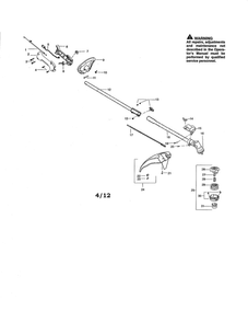 Drive Shaft/Handle/Shield Diagram and Parts List for PP125 TYPE 3 Poulan Trimmer