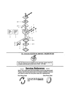 Carubretor's And Service Note Diagram and Parts List for 220 TYPE 1-3 Poulan Chainsaw
