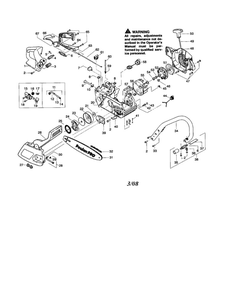 Chassis/Bar/Handle Diagram and Parts List for 260 TYPE 1-3 Poulan Chainsaw
