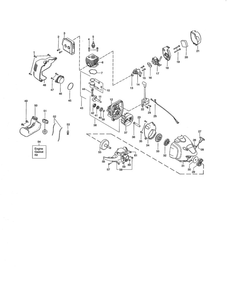 Cylinder/Fuel Tank/Crankcase Diagram and Parts List for PP125 TYPE 3 Poulan Trimmer