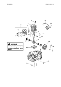 Cylinder Parts Diagram and Parts List for 967063801  Poulan Chainsaw