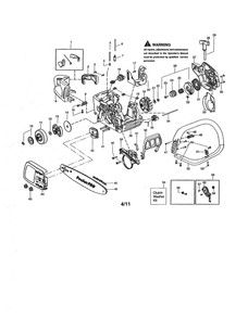 Chassis/Bar/Handle Diagram and Parts List for PP3816AV TYPE 3 Poulan Chainsaw