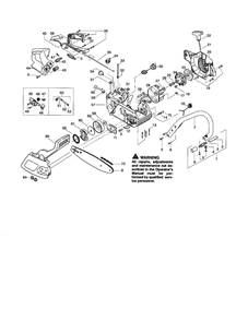 Chassis/Bar/Handle Diagram and Parts List for 220 TYPE 1-3 Poulan Chainsaw