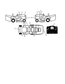 Decals Diagram and Parts List for CT131  Poulan Lawn Tractor