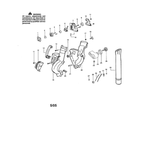 Handle/Shroud/Blower Assembly Diagram and Parts List for PBV200 TYPE 5 Poulan Leaf Blower / Vacuum