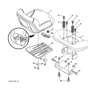 Seat Assembly Diagram and Parts List for PP20VA42-917223980  Poulan Lawn Tractor