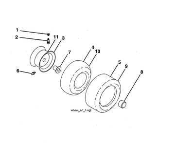 Wheels And Tires Diagram and Parts List for PP20VA42-917223980  Poulan Lawn Tractor