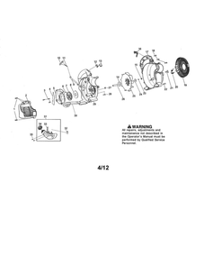 Scroll/Impeller/Handle Diagram and Parts List for BVM200VS TYPE 4 Poulan Leaf Blower / Vacuum