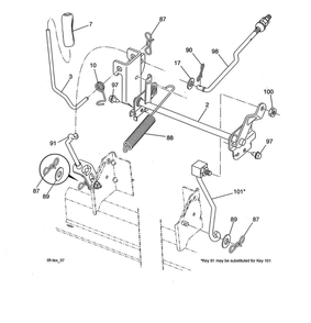 Mower Lift Diagram and Parts List for PP20VA42-917223980  Poulan Lawn Tractor