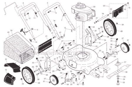 Page A Diagram and Parts List for CH65N21RH  Poulan Lawn Mower