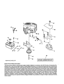 Engine Diagram and Parts List for 96046007900  Poulan Lawn Tractor