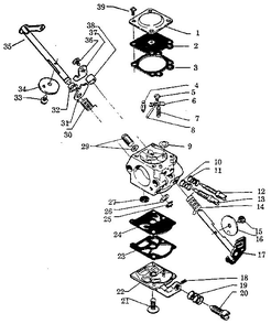 Carburetor Assembly Diagram and Parts List for PRO-325  Poulan Chainsaw