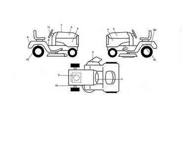 Decals Diagram and Parts List for 96042015700  Poulan Lawn Tractor