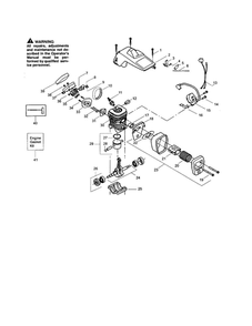 Crankshaft/Shield/Cylinder Diagram and Parts List for 221 TYPE 1-3 Poulan Chainsaw
