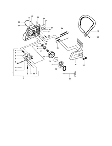 Chain/Bar/Clutch/Shaft Diagram and Parts List for 330  Poulan Chainsaw