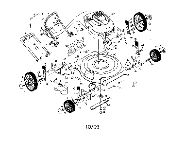 Engine/housing/handle/wheel Diagram and Parts List for PR65N22SHA  Poulan Lawn Mower