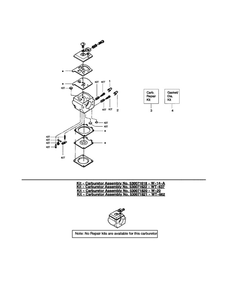 Carburetor Diagram and Parts List for 2150-PREDATOR -E TYPE 1 Poulan Chainsaw