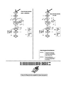 Carburetor Diagram and Parts List for 260 TYPE 1-3 Poulan Chainsaw
