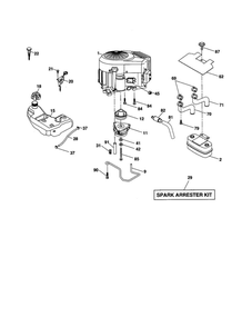 Enigne Diagram and Parts List for 96042000701  Poulan Lawn Tractor