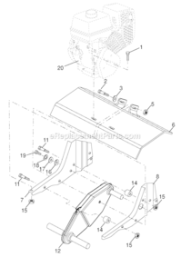 Transmission Diagram and Parts List for FT900 96082001600 Poulan Tiller