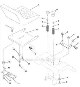 Seat_Assembly Diagram and Parts List for HD145H42J  Poulan Lawn Tractor