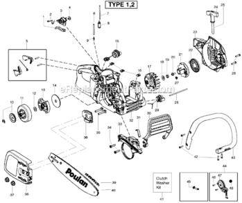 Handle_Type_12 Diagram and Parts List for P3816  Poulan Chainsaw