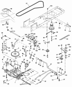 Drive Diagram and Parts List for PB155G42 960120130 Poulan Lawn Tractor