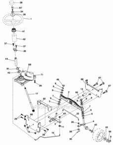 Steering Diagram and Parts List for PB155G42 960120130 Poulan Lawn Tractor