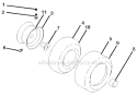 Wheels Tires Diagram and Parts List for PB19546LT 96048001700 Poulan Lawn Tractor