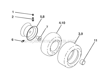 Wheels_And_Tires Diagram and Parts List for PB195H42LT 96042003600 Poulan Lawn Tractor