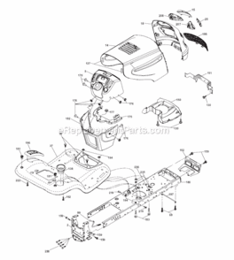 Chassis Diagram and Parts List for PB195H42LT 96042003600 Poulan Lawn Tractor