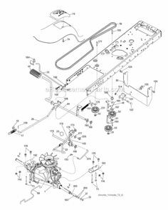 Drive Diagram and Parts List for PB195H42LT 96042003600 Poulan Lawn Tractor