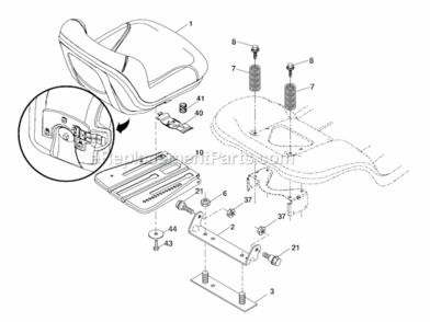 Seat Diagram and Parts List for PB195H42LT 96042003600 Poulan Lawn Tractor