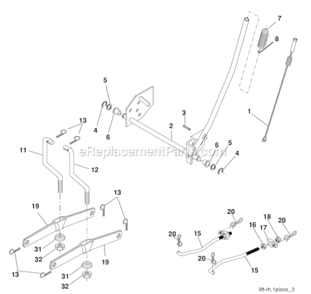 Mower_Lift Diagram and Parts List for PB19H42LT  Poulan Lawn Tractor