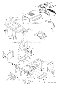 Chassis Diagram and Parts List for PB19H42LT  Poulan Lawn Tractor